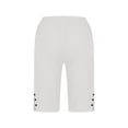thumbnail image 4 of Hueook Vacation Shorts Sweat Shorts for Women's Summer Plus Size Linen Solid Color Loose Straight Leg Pants with Pockets Elastic Waist and Back Pockets Five-Inch Length White 2X, 4 of 8