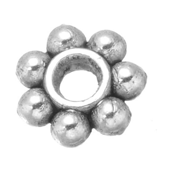 200 Pcs Entretoises en Perles de Métal Marguerite Argentée 4mm pour Fabrication de Bijoux DIY avec Design Unique