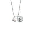 thumbnail image 2 of Delight Jewelry Love Heart with AB Crystal Silvertone Script Initial Disc - S - Charm Necklace, 20"+3", 2 of 4