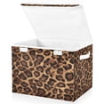 thumbnail image 2 of Iauyy Large Storage Box with Lid - Foldable Home Storage Bins for Clothes Toy Holiday Decor, Brown Leopard Print (42*32*30cm), 2 of 6
