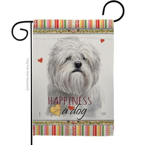 Breeze Decor G160236-BO 13 x 18.5 in. Dog Lhasa Apso Happiness Double-Sided Decorative Vertical Garden Flag