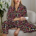 thumbnail image 6 of Honeii Colourfull Owl print Women's Pajama Sets Long Sleeve Button Down Sleepwear Nightwear Soft Pjs Lounge Sets-X-Large, 6 of 7