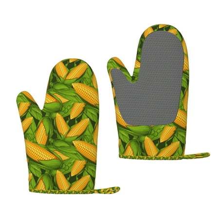 

Zeuib Fresh Corn 1 Print Oven Mitts Oven Gloves with Non-Slip Silicone Heat and Slip Resistant Cooking Mitt Set for Cooking and Baking (2 Count)