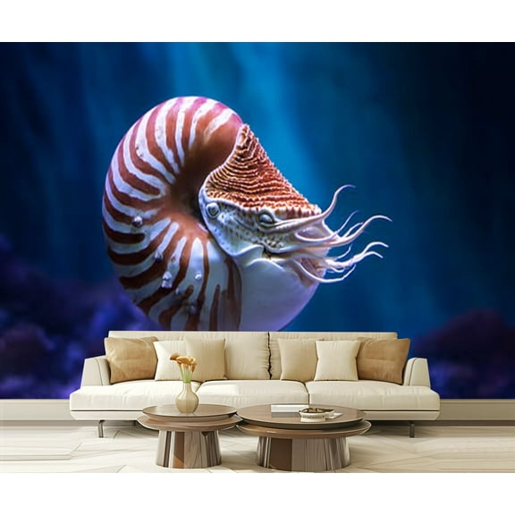 Peel and Stick Wallpaper Waterproof Chambered nautilus jetting Wall Mural Decor Self Adhesive and Removable 69in x 98in
