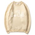 thumbnail image 1 of Oui J'ai Froid Moi 24:7 Lettre Col Rond Pull à Manches Longues Chandail en Molleton, 1 of 2