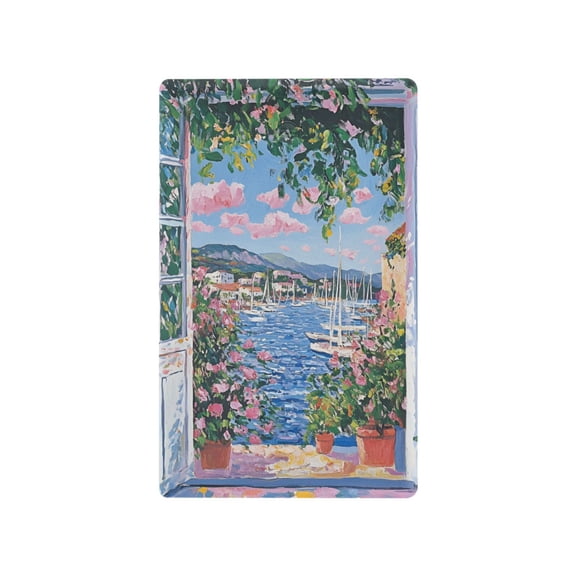 Yayeee Blank Wall Plate Cover 1-Gang 4.5"x2.7" Home Unused Decorative Outlet, Blue Floral Window