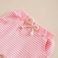 thumbnail image 6 of CPNG Toddler Baby Girls Adorable Waffle Striped Set Crewneck Long Sleeve Pullover Tops and Sweatpants 2 Pcs Set(Pink,2-3 Years), 6 of 7