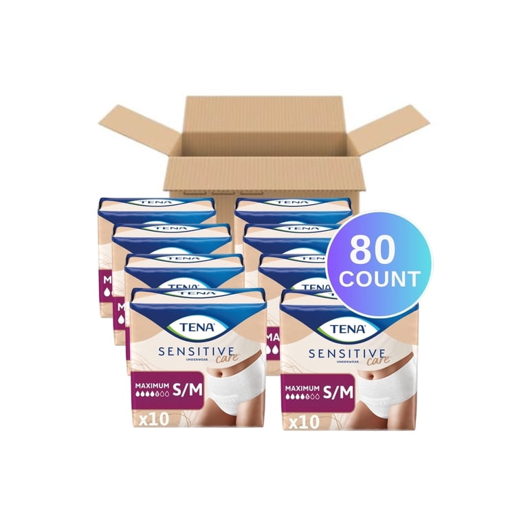 TENA, Sensitive Care Maximum Underwear, Size S/M, 80 ct - Walmart.com