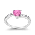 thumbnail image 3 of Heart Promise Round Wedding Ring Pink CZ 925 Sterling Silver Size 6, 3 of 7