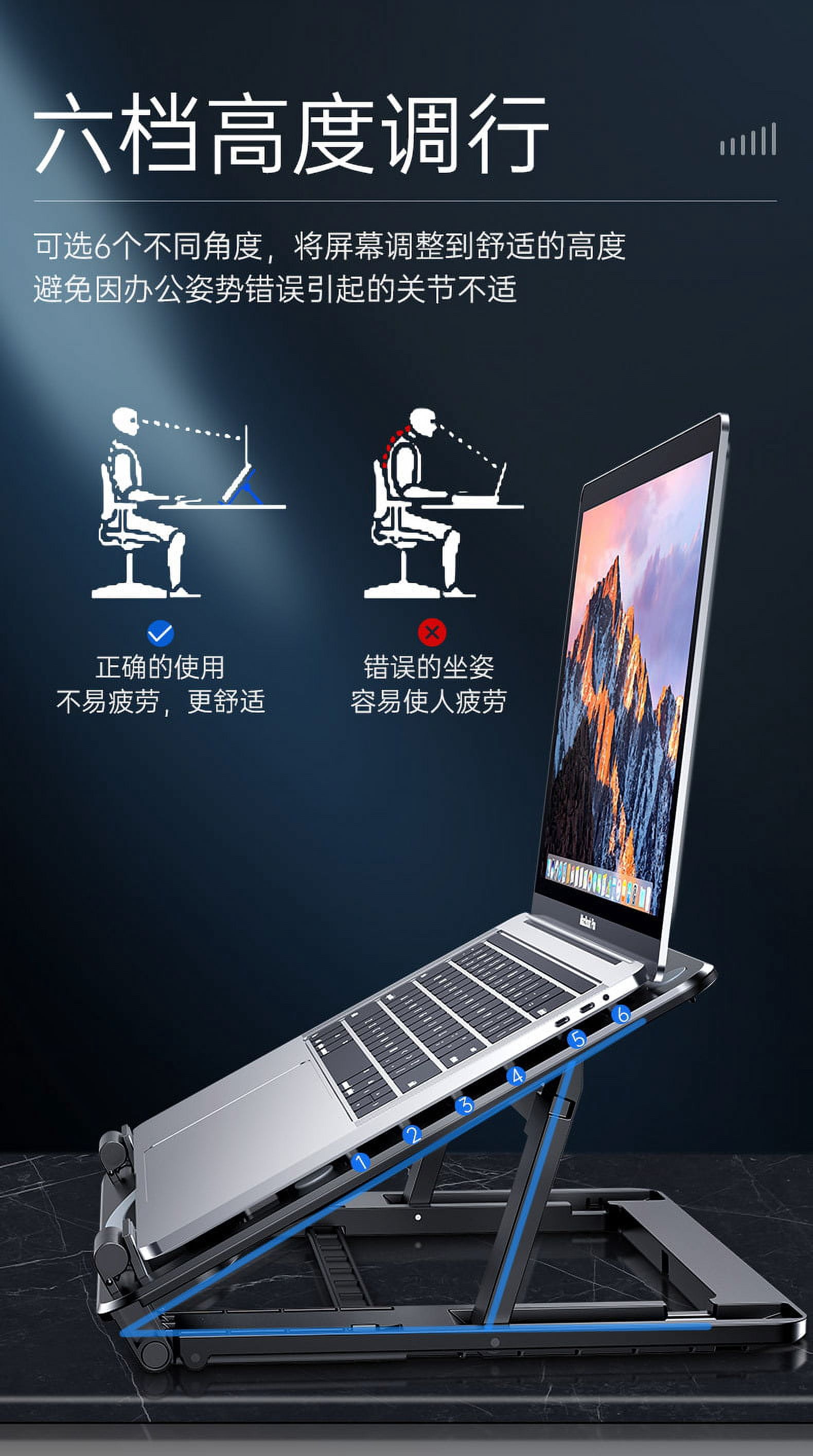 Famistar All-in-1 Laptop Stand, Portable Computer Riser with Dual Silent LED Lighting Cooling Fan, 180°Rotary Laptops Elevator for Desk, Compatible with Laptops, Tablets, Mobile Phones, and Books
