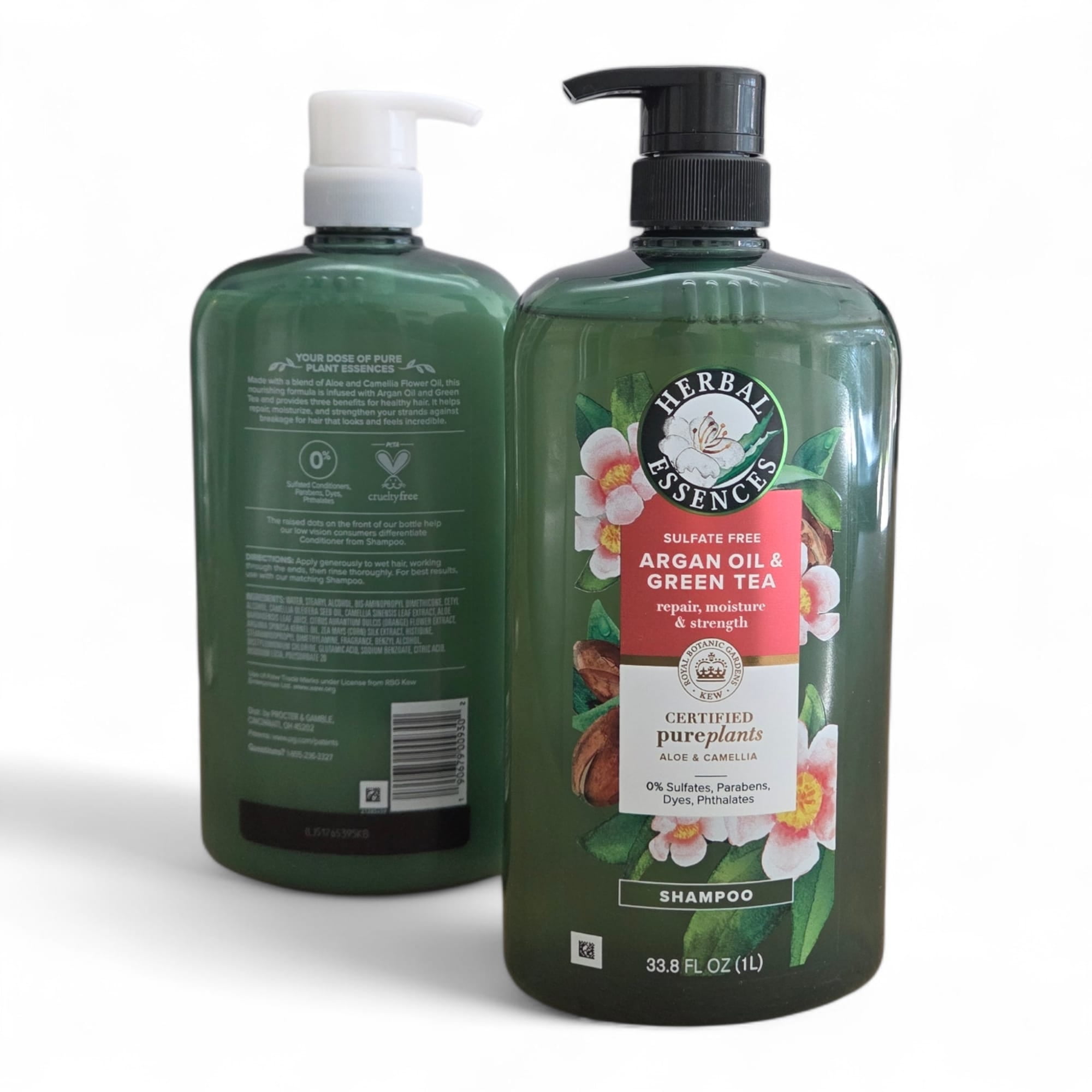 Herbal Essences Sulfate Free Argan Oil & Green Tea Shampoo & Conditioner Set, 33.8 fl oz Each