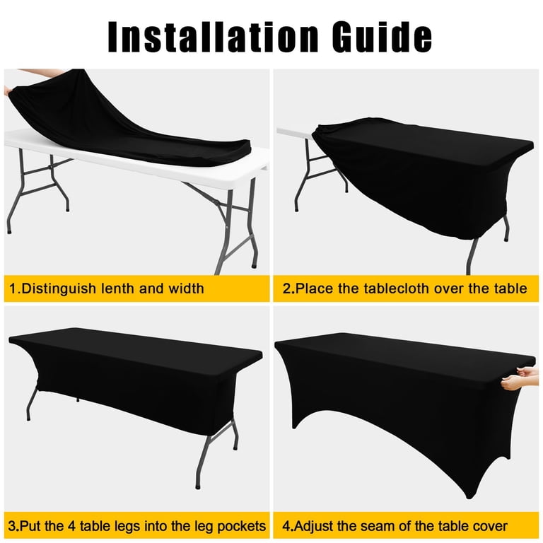 Smiry Stretch Spandex Tablecloth, 6FT, Black, 2-Pack photo 5