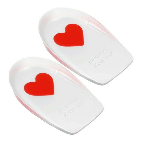 Unique Bargains Silicone Heel Support Cup Pads Silicone Cushion Orthotic Insole Love Pattern Red Size 40-46 2Pcs