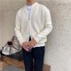 thumbnail image 1 of Suéter ajustado con doble cremallera y color sólido para otoño, cárdigan de cuello de béisbol de estilo simple para hombre, moda, 1 of 5
