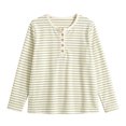 thumbnail image 3 of Noric Women Maternity Long Sleeve Striped T-Shirt Casual Henley Neck Tops for Pregnancy Fall Winter Daily Wear, 3 of 7
