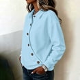 thumbnail image 5 of WIZUTIZ Women's Solid Color Button Front Lapel Collar Long Sleeve Sweatshirt Casual Sporty Pullover Top for Winter, 5 of 7
