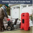 thumbnail image 3 of 15 Gallon Fuel Caddy, Portable Gas Can Fuel Tank Container with Fluid Transfer Siphon Pump and 10ft. Delivery Hose, Diesel Storage Can On-Wheels for Cars ATVs Lawn Mowers Boats, 3 of 7