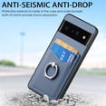 thumbnail image 2 of Carbon Fiber Patterned Case for Google Pixel 6 Pro, Wallet case with [360°Rotation Ring Kickstand] Credit Card Holder,PU Leather Shockproof Cover Women Men for Google Pixel 6 Pro, Blue, 2 of 8