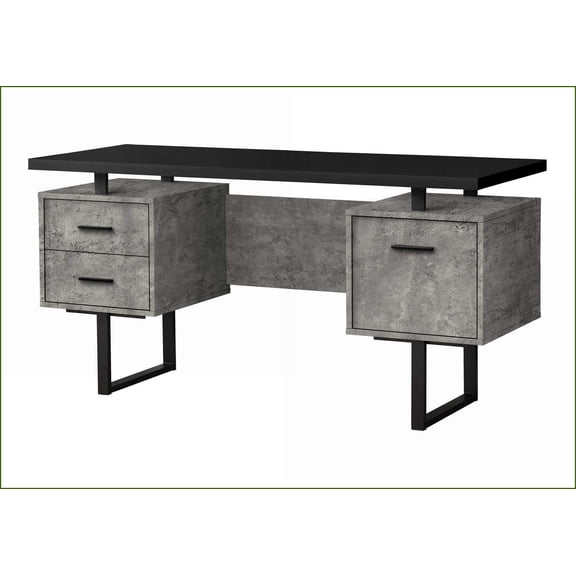 Desks, 60” Modern Home Office Computer Desk with Storage Drawers, Reversible Setup | Black | Particle Board