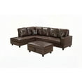 thumbnail image 6 of Modern Brown Faux Leather 3-Piece Sectional Sofa Set with Free Storage Ottoman (103" x 73.5" x 32"), 6 of 9