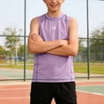 thumbnail image 3 of Faraee Débardeurs Garçons Athlétiques Sans Manches Col Rond T-Shirts Enfants Été Basique Tee pour Entraînement Extérieur Décontracté Marche Course 3T 4T 5T 6T 3-14 Ans Violet, 3 of 6