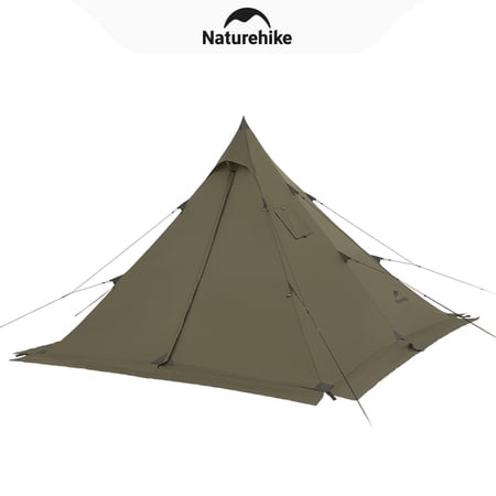 Naturehike, Teepee Tent with Stove Jack, Pyramid-shaped Campsite Tent, Flame-retardant Fabric Camping Tent, Waterproof Tent with Snow Flap for Hiking/Backpacking/Hunting