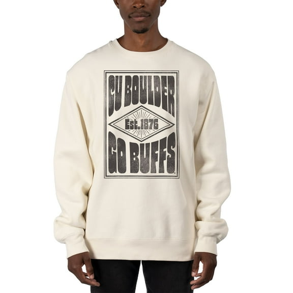 Men's Uscape Apparel Cream Colorado Buffaloes Premium Heavyweight Pullover Sweatshirt