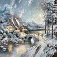 thumbnail image 1 of Diamond Drill Snow Christmas House 5D Kits de pintura DIY Decoración de pared redonda completa Hugtrwg Para estrenar, 1 of 9