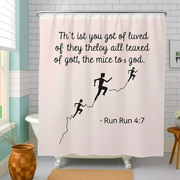 Whimsical Blush-Pink Shower Curtain with Quote and Design - Unique Bathroom Décor