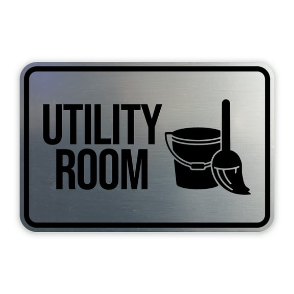 Classic Framed Utility Room Sign (Navy Blue / White) - Large