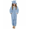 thumbnail image 6 of mgoYE Girls Fleece Hooded Onesie Pajamas 2-13 T Cute One Piece Fuzzy Sleepwear Zip Up Jumpsuits Winter Warm Lounge Outfits(Light Blue,9-10 Years), 6 of 7