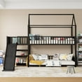 thumbnail image 2 of Twin Size Bunk Bed Frame with Storage Stairs and Slide, Metal House Shape Bunk Bed wirh Safety Guard Rails for Bedroom, Apartment, Guest Room, Easy Assembly, Mattress Not Included, Black, 2 of 9