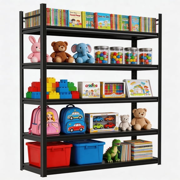40"Wx72"H Multiuse Living Room Shelving, 3000lb Steel Storage Rack with Double-Layer Post, Thickened Adjustable Shelf for Home Decor Electronics & Bookcase