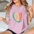 thumbnail image 4 of Womens Tops Valentine's Day Short Sleeve Round Neck Heart Print T-Shirt Gifts for Her Pink M, 4 of 4