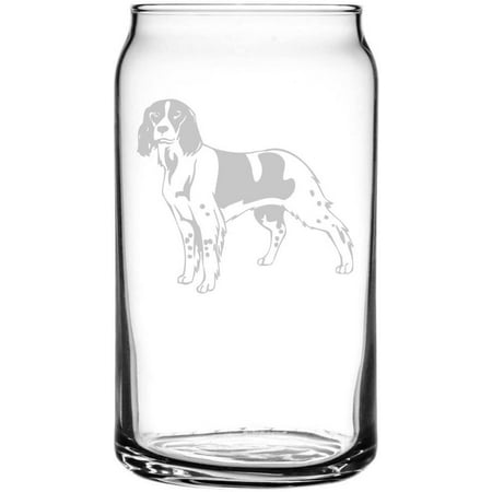 

French Spaniel Dog Themed Etched All Purpose 16oz Libbey Can Glass
