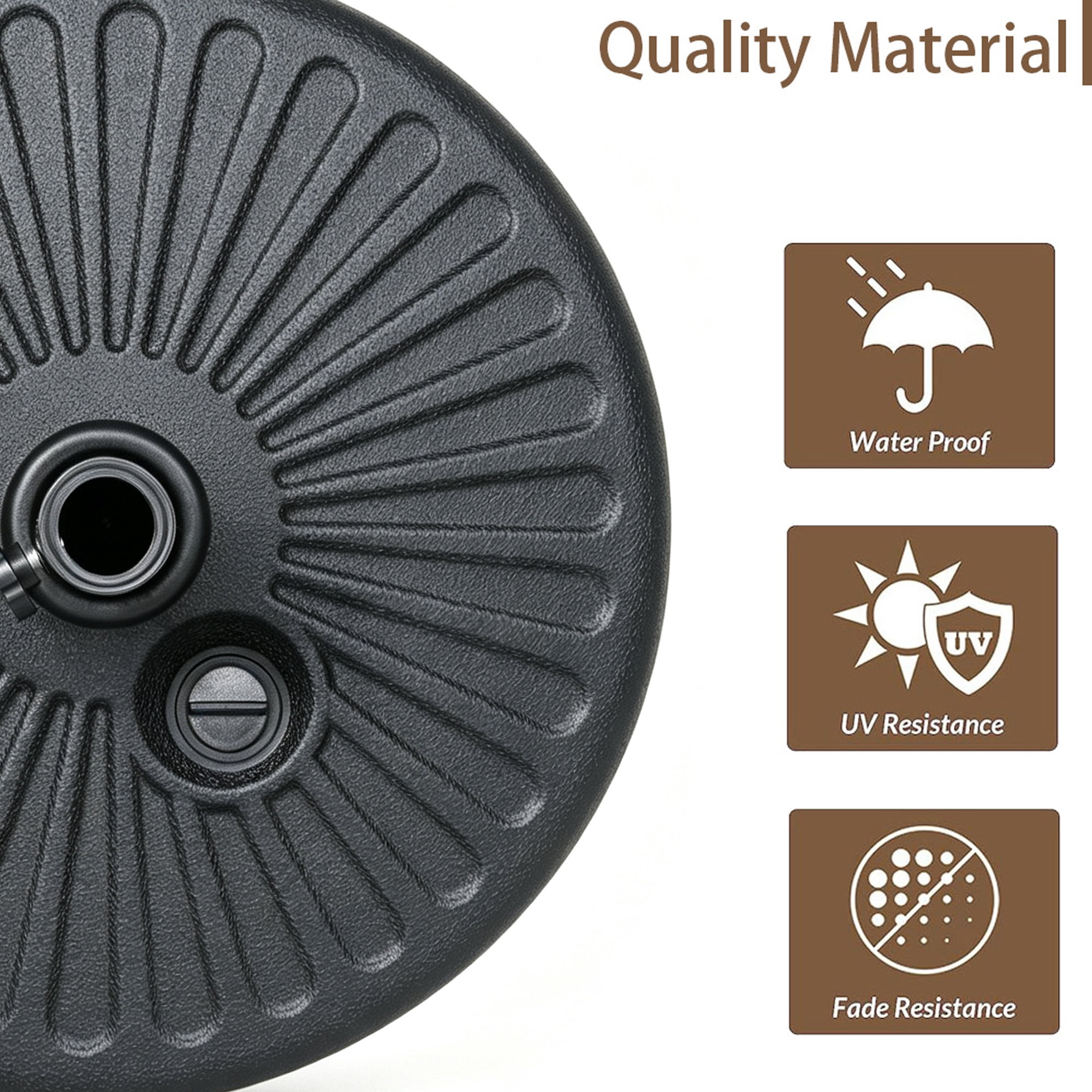KOOL 81 lb Heavy Duty Fillable Patio Umbrella Base – Water & Sand Weighted Stand for Market Umbrellas, Fits 1.0"–2" Pole Diameter, Black