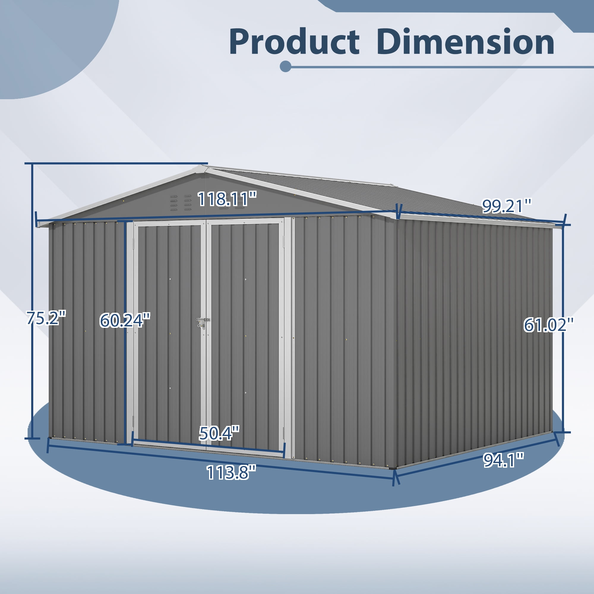 LIVIVOX 10X8 FT Outdoor Tool Storage Shed with Metal Foundation & Lockable Doors, All Weather Metal Sheds for Garden, Patio, Backyard, Lawn, Gray
