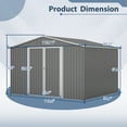 thumbnail image 2 of LIVIVOX 10X8 FT Outdoor Tool Storage Shed with Metal Foundation & Lockable Doors, All Weather Metal Sheds for Garden, Patio, Backyard, Lawn, Gray, 2 of 10