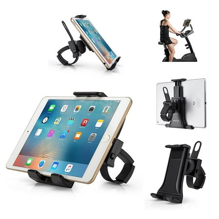 AboveTEK All-In-One Cycling Bike iPad/iPhone Mount, Portable Compact Tablet Holder for Indoor Gym Handlebar on Exercise Bikes & Treadmills, Adjustable 360° Swivel Stand For 3.5-12