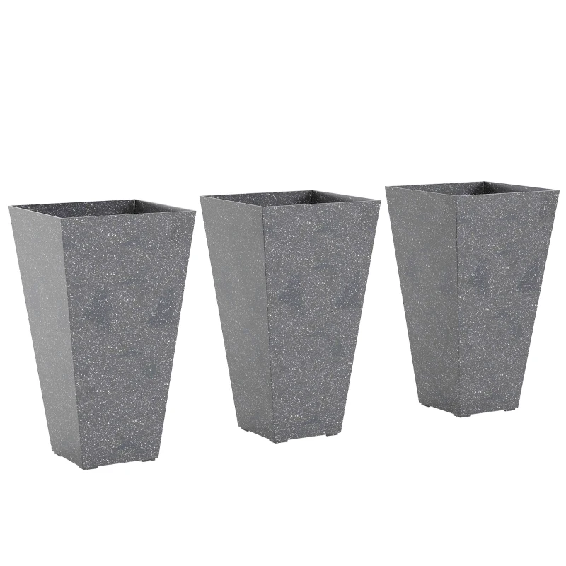 Set of 3 Tall Planters,Plastic Flower Pots