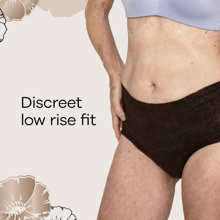 Always Discreet Boutique, Incontinence & Postpartum Underwear For Women, Low -Rise, Size Large, Black, Maximum Absorbency