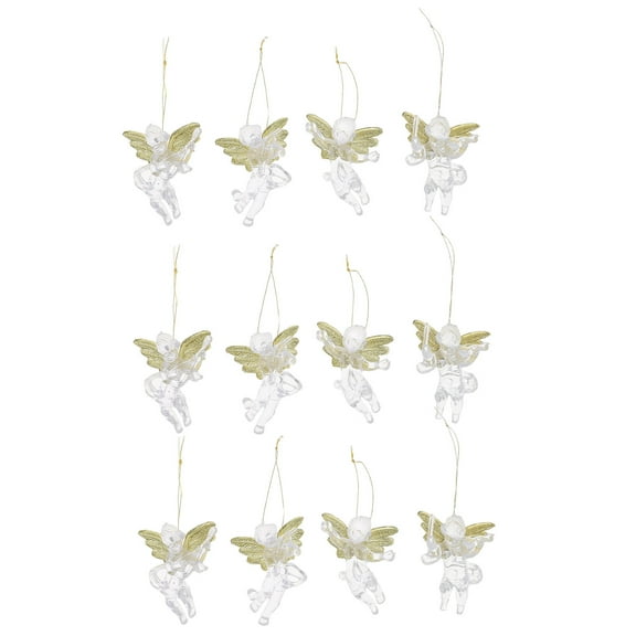 SEWCHICS 12pcs Angel Christmas Ornaments Transparent Plastic Hanging Decorations for Holiday Tree and Home