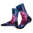 thumbnail image 2 of Pofeuu Color Explosion Makeup Brush Print Crew Socks, Adult Running Hiking Socks for Youth and Adult, 2 of 7