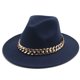 thumbnail image 1 of Qarigey Sombreros Fedora Unisex, tejido de ala ancha, collar de oro cálido, gorro de lana, cadena de cono de Color sólido, sombrero grueso de Sombreros Ming azul, 1 of 6