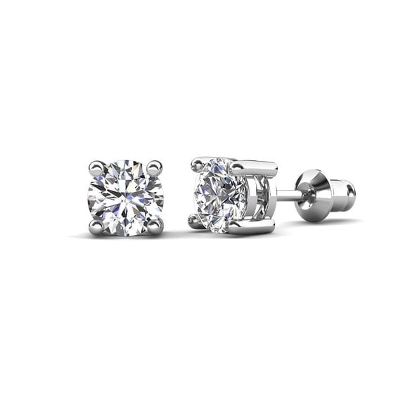 Cate & Chloe Mia 18k White Gold Plated Stud Earrings with 1ct Simulated Diamonds Gift for Women