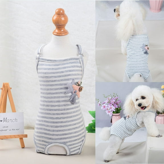 Zhaomeidaxi Dog Diaper Striped Sanitary Pantie with Adjustable Suspender Washable Reusable Puppy Sanitary Panties Cute Pet Underwear Diaper Jumpsuits for Female Dogs