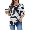 thumbnail image 2 of WZXFASHION Hauts d'Été pour Femmes 2025 Col Rond Manches Courtes T-Shirts Blouses Décontractées T-Shirts Imprimés Mignons Tenues Amples Tendance jusqu'à 50 % de Réduction T-shirt Manches Courtes pour Femmes, 2 of 6