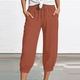thumbnail image 2 of QIJUNTUO ​Women's Oversized Fit Linen Wide Leg Pants For Beach Cover-Ups And Comfortable Vacation Style In Extended Sizing​ Brown, 2 of 5