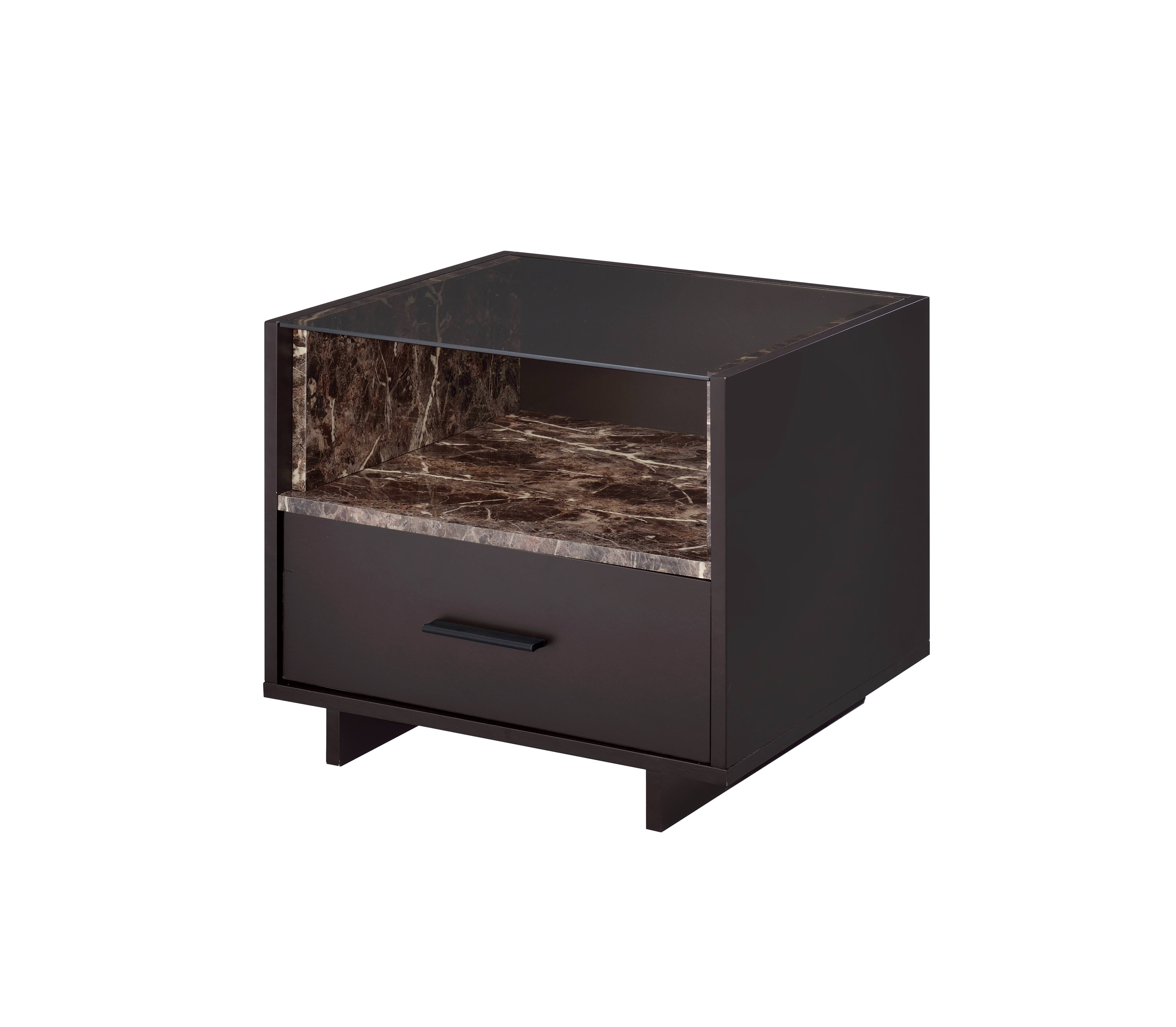 Acme Dayle 1 Drawer Nightstand In Espresso And Faux Marble