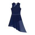 thumbnail image 6 of IEFIEL Womens Open Back Asymmetrical Hem Figure Skating Dress Sleeveless Lyrical Dance Leotard Dress Navy Blue XL, 6 of 7